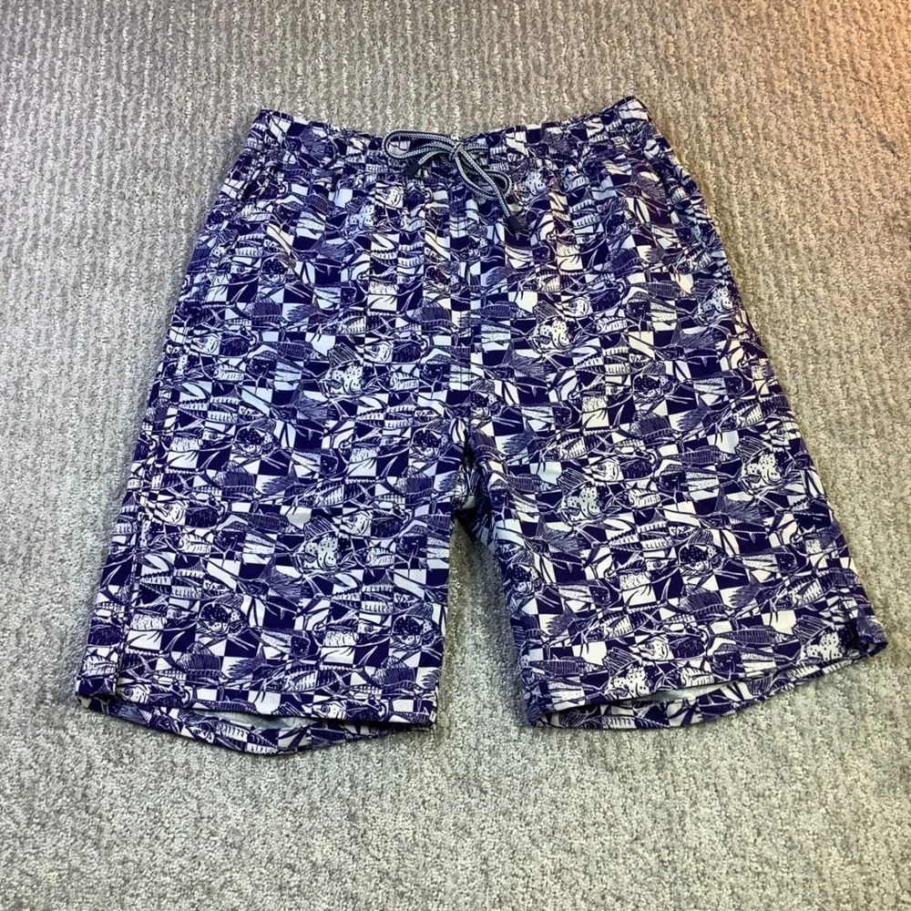 Peter Millar Seaside Men Fish Print Swim Trunks Size‎ S NWT